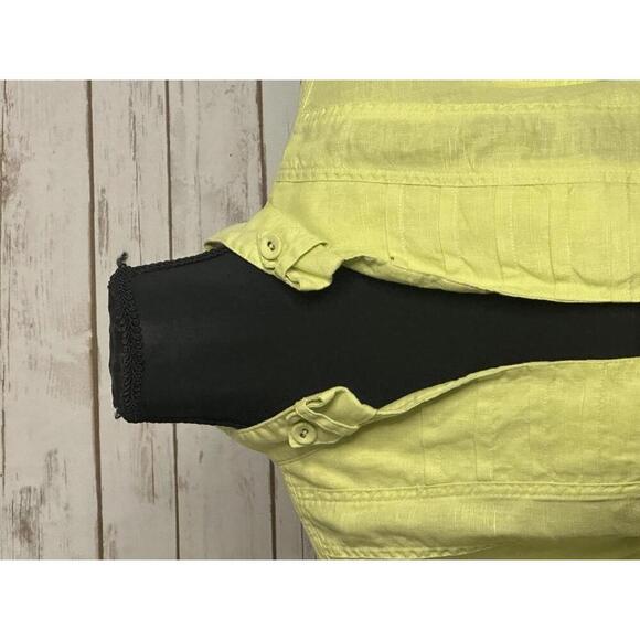 Chico's green linen mandarin collar long sleeve peplum jacket Size 0.5/Small/6 - Picture 2 of 10